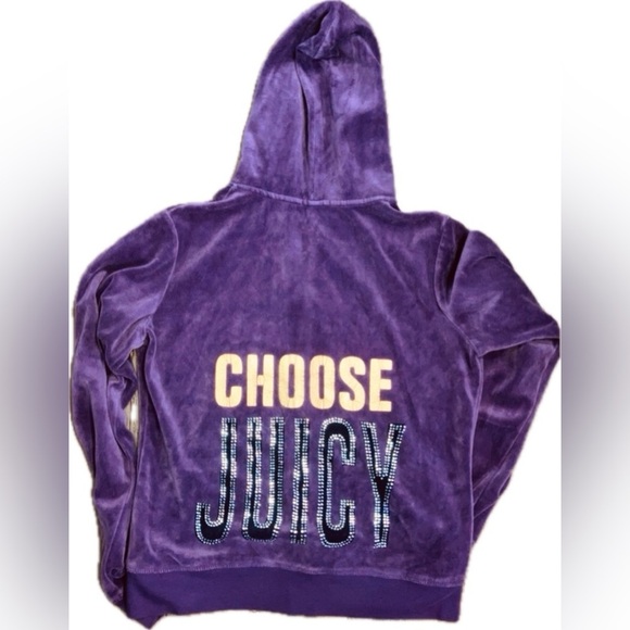 Juicy Couture Plush Purple Hooded Jacket XL - Picture 3 of 5